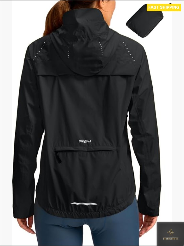 Lightweight Waterproof Cycling Jacket Packable Hooded Windbreaker Reflective